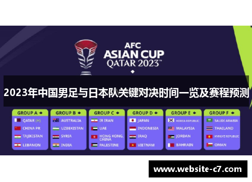 2023年中国男足与日本队关键对决时间一览及赛程预测