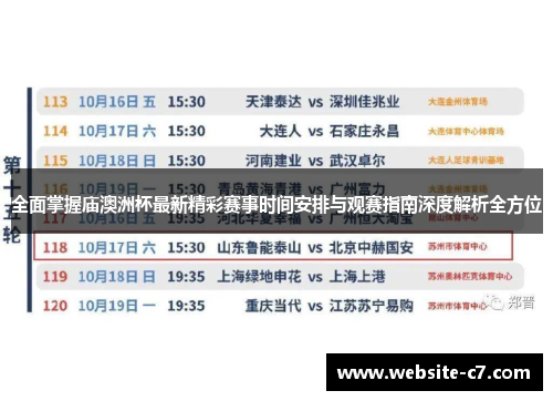 全面掌握庙澳洲杯最新精彩赛事时间安排与观赛指南深度解析全方位 全面掌握庙澳洲杯最新精彩赛事时间安排与观赛指南深度解析全方位