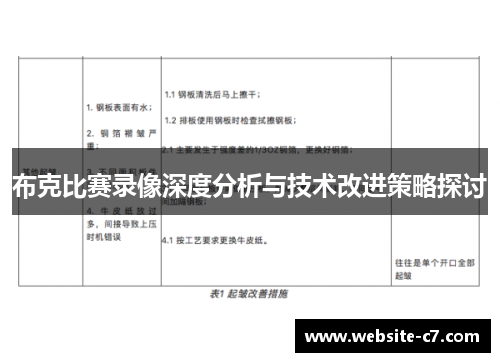 布克比赛录像深度分析与技术改进策略探讨